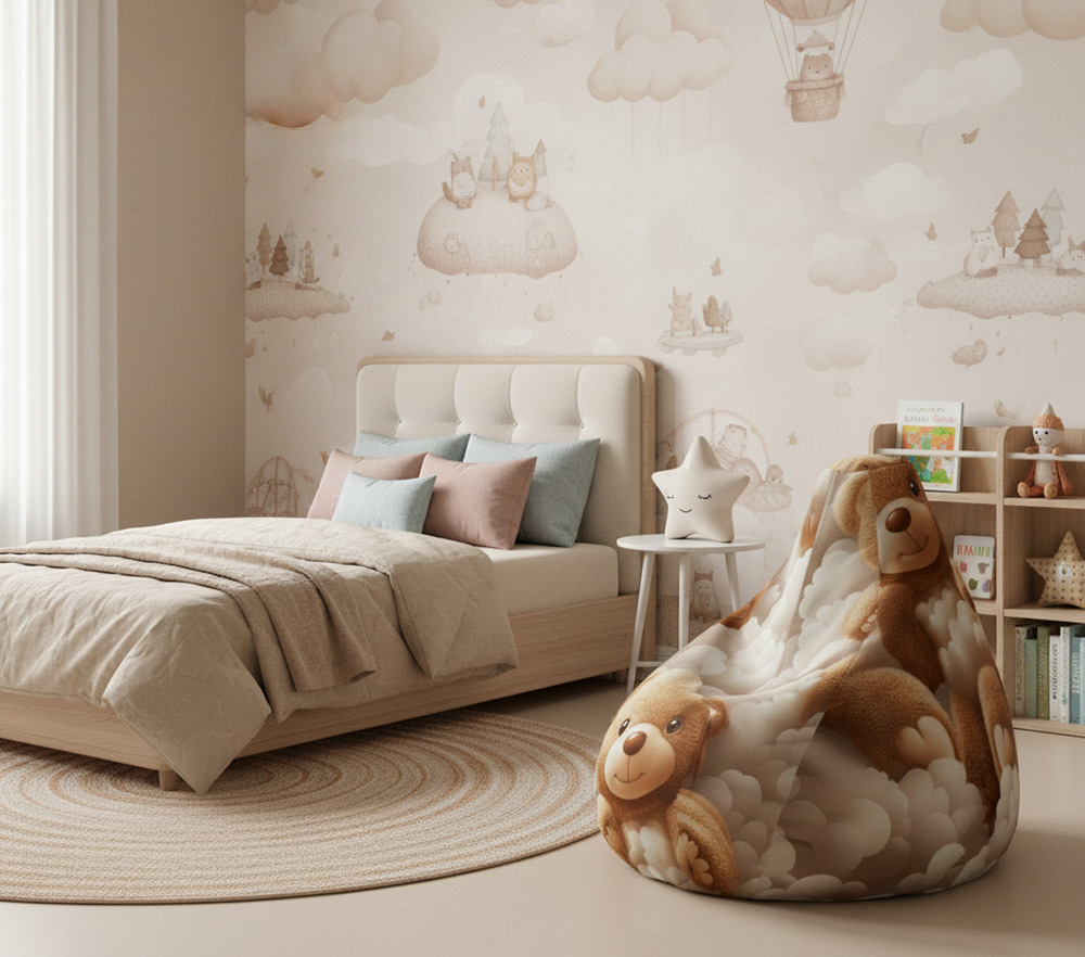 Барбарон с принт Baby 14 комбиниран с тапет от J Point Home