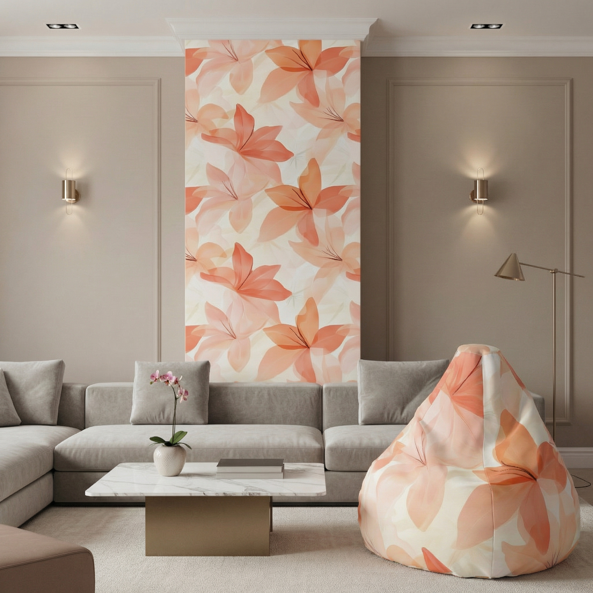 Барбарон с принт Floral 52 комбиниран с тапет с принт Floral 52 от J Point Home