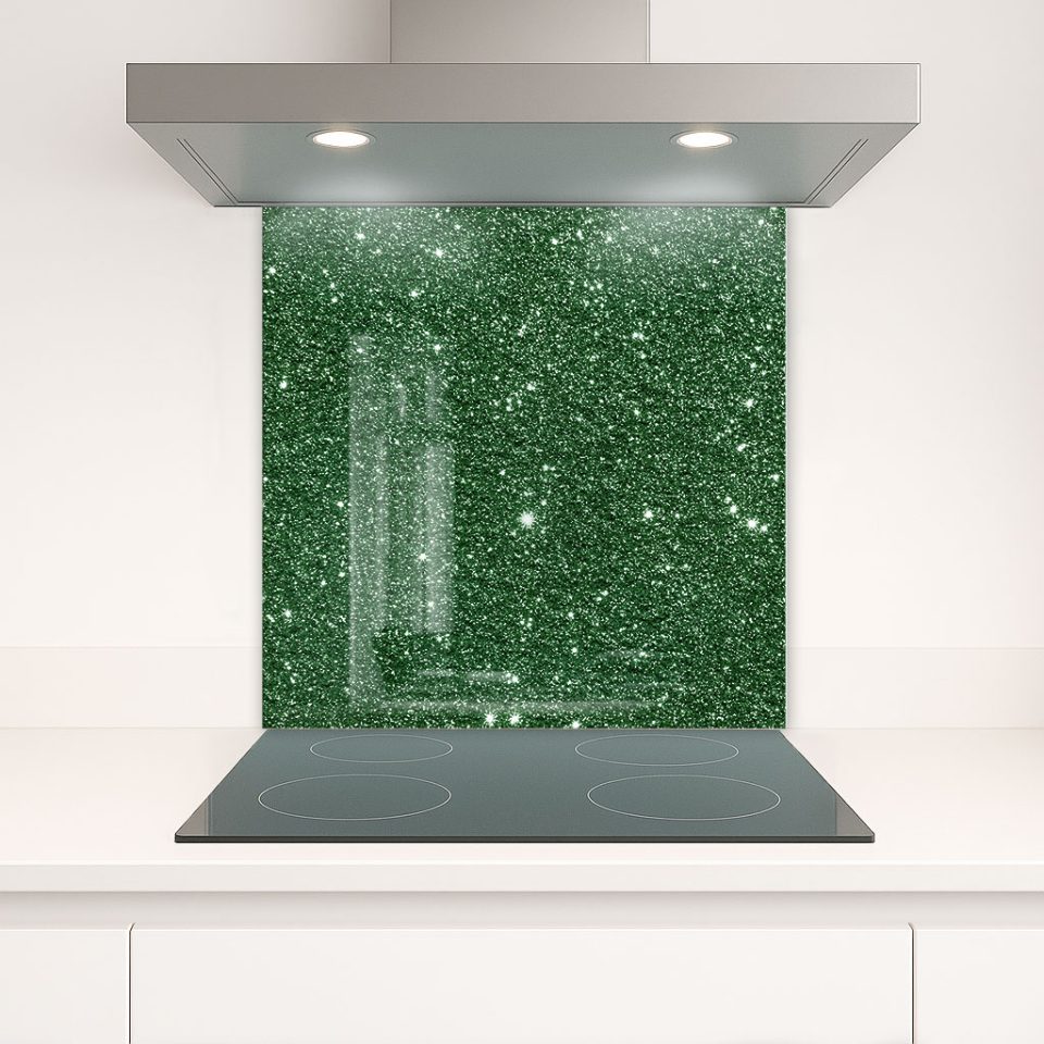 Стъклено гръбче за кухня - Deep Green Glitter