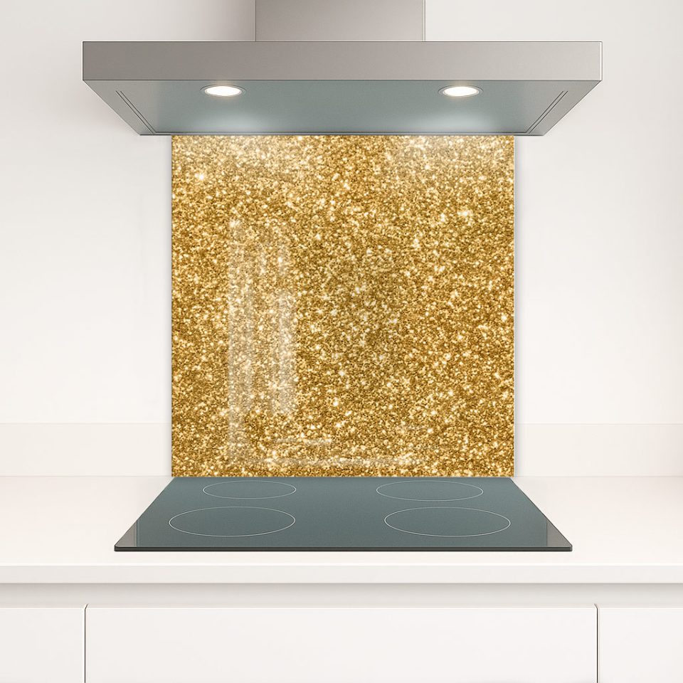 Стъклено гръбче за кухня - Gold Glitter