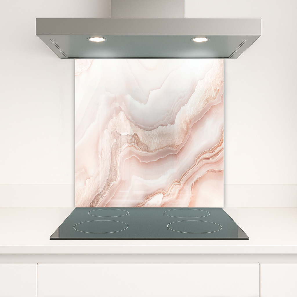 Стъклено гръбче за кухня с мраморен принт и размер 60 х 60 см - Marble 2