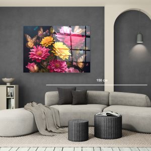 Стъклена картина Colorful Flowers за хол, спалня или коридор от J Point Home
