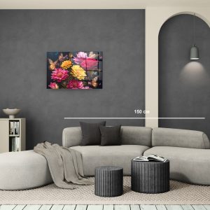 Стъклена картина Colorful Flowers за хол, спалня или коридор от J Point Home