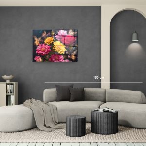 Стъклена картина Colorful Flowers за хол, спалня или коридор от J Point Home