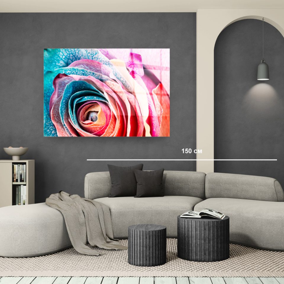 Стъклена картина Colorful Rose за хол, спалня или коридор от J Point Home