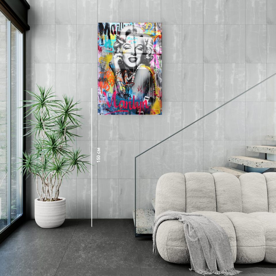 Стъклена картина Marilyn Monroe за хол, спалня или коридор от J Point Home
