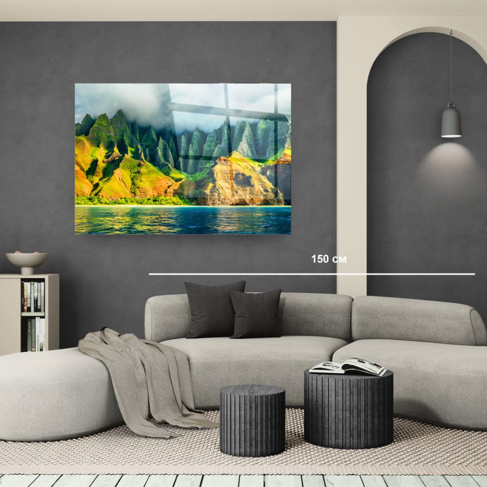 Стъклена картина Mountain Lake за хол, спалня или коридор от J Point Home