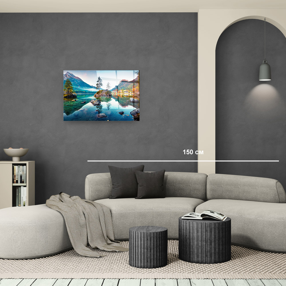 Стъклена картина Mountain Lake 2 за хол, спалня или коридор от J Point Home