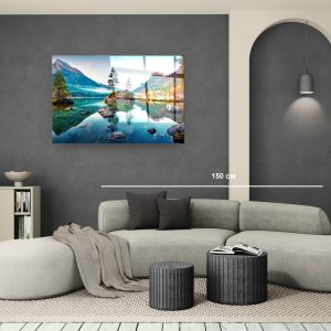 Стъклена картина Mountain Lake 2 за хол, спалня или коридор от J Point Home