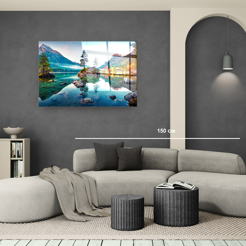 Стъклена картина Mountain Lake 2 за хол, спалня или коридор от J Point Home