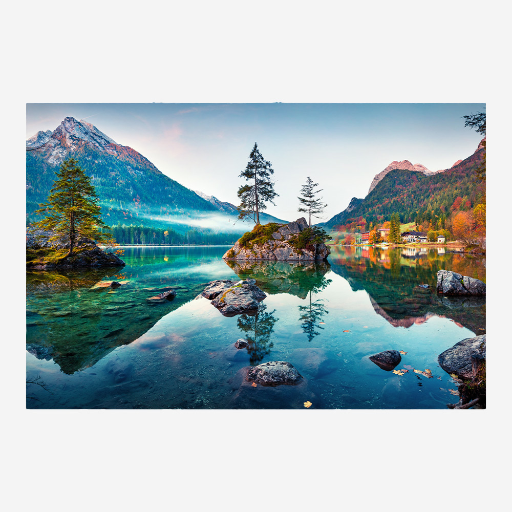 Стъклена картина Mountain Lake 2 за хол, спалня или коридор от J Point Home