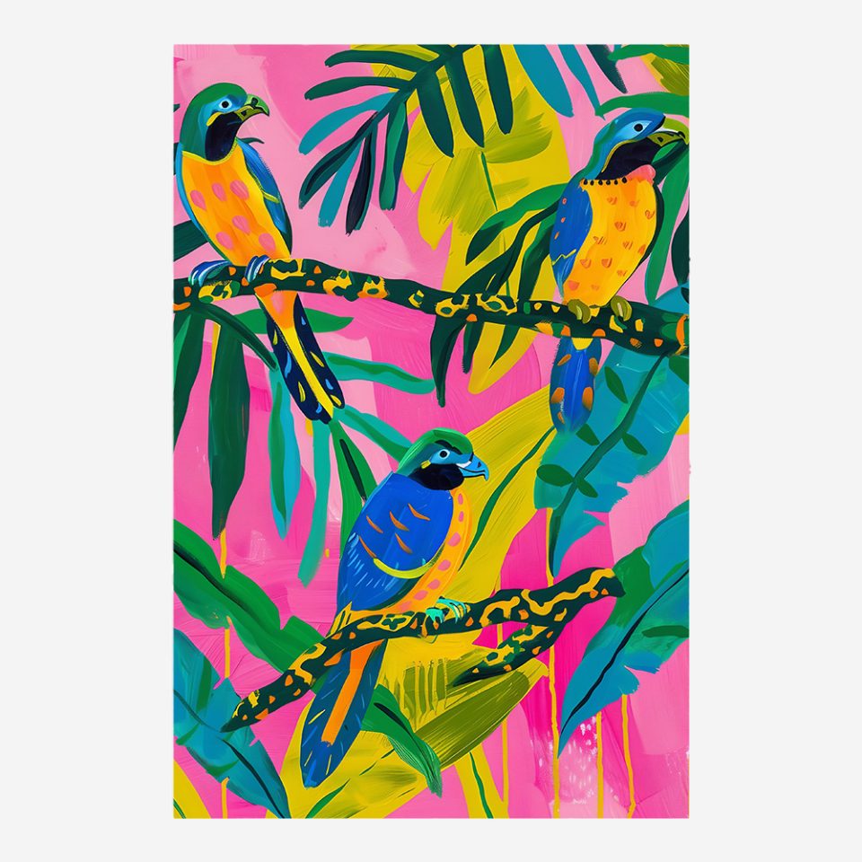 Стъклена картина - Pop Parrots