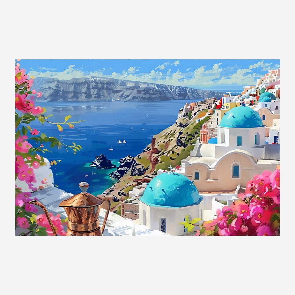 Стъклена картина - Santorini