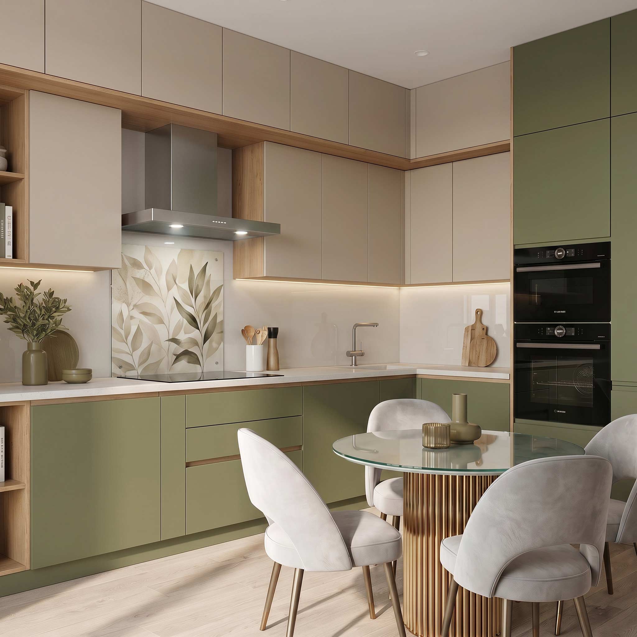 Кухня със стъклено гръбче за кухня с принт от J Point Home